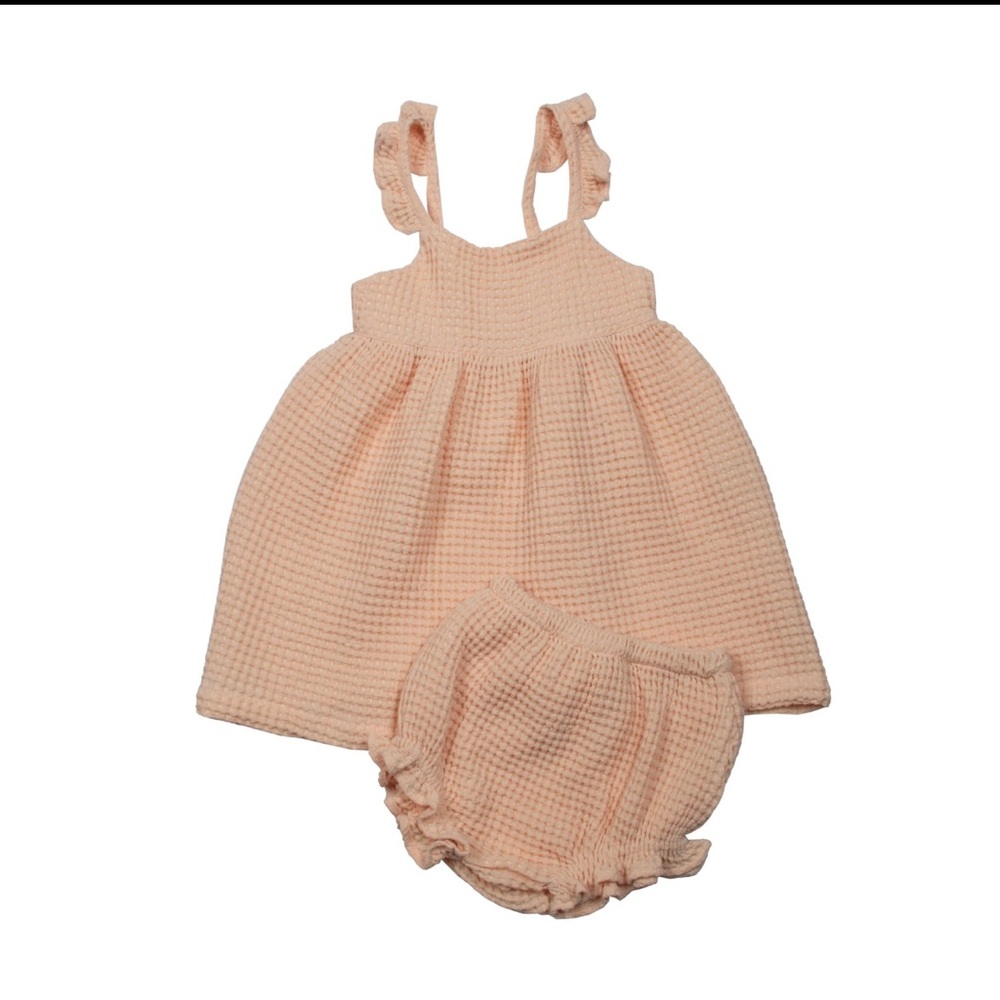 NWT Girls honey waffle baby dress + bloomer